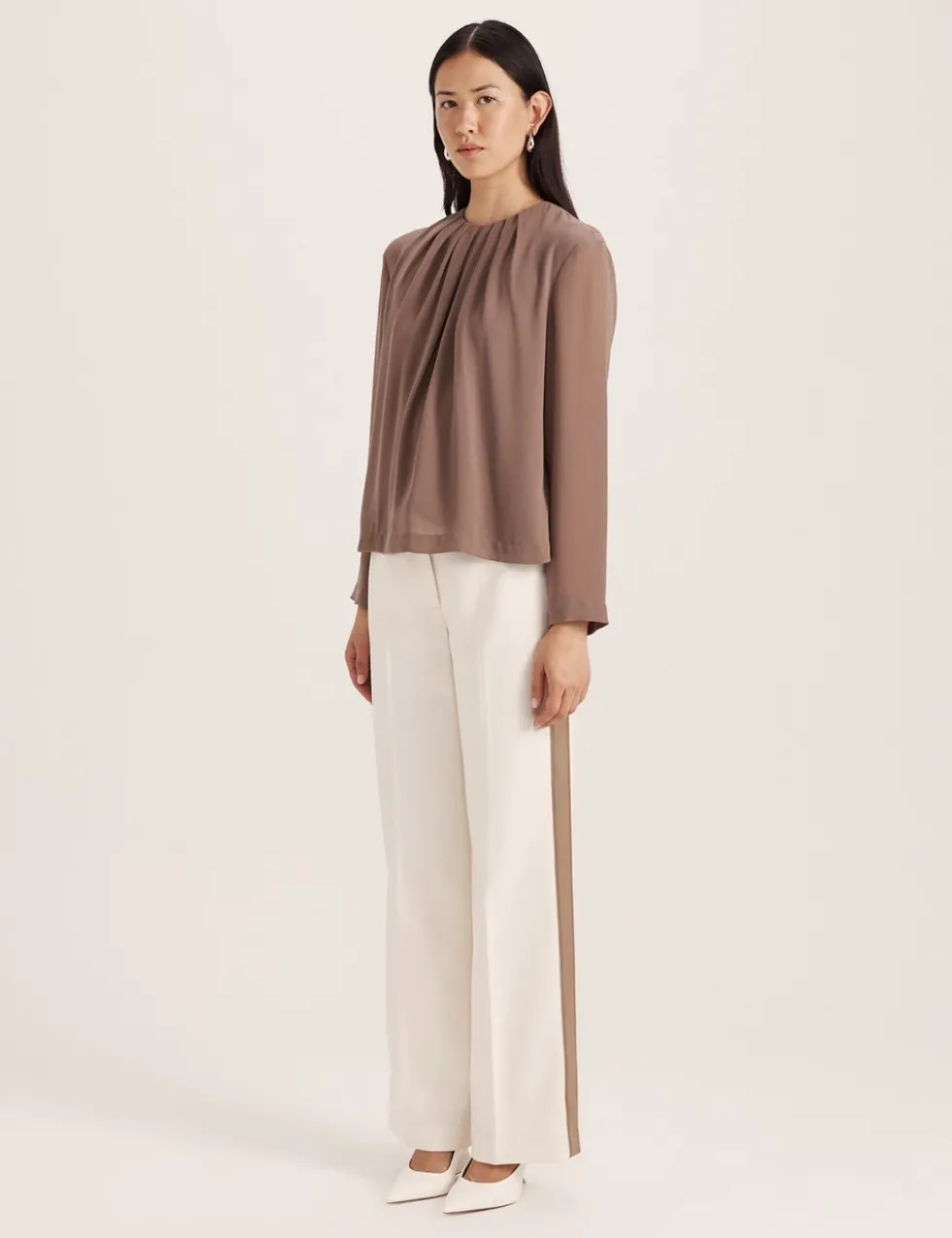 Crew Neck Tuck Detail Blouse