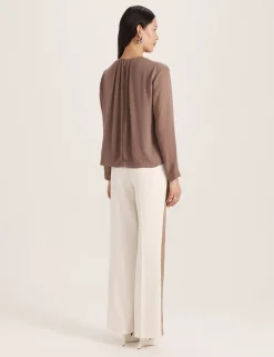 Crew Neck Tuck Detail Blouse