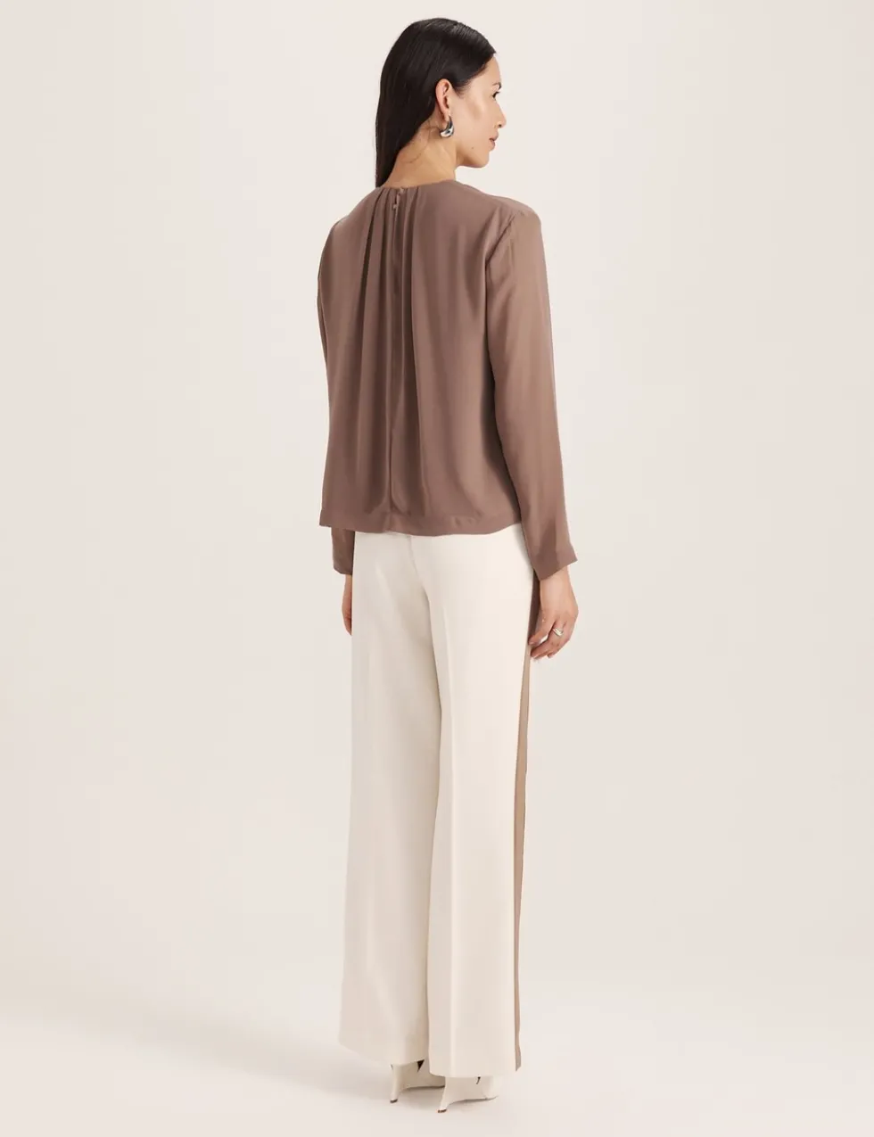 Crew Neck Tuck Detail Blouse