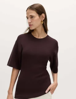 Crew Neck Waisted Slim Fit Knitted Top