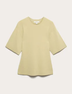 Crew Neck Waisted Slim Fit Knitted Top
