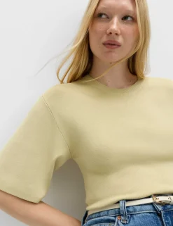 Crew Neck Waisted Slim Fit Knitted Top