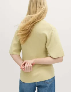 Crew Neck Waisted Slim Fit Knitted Top