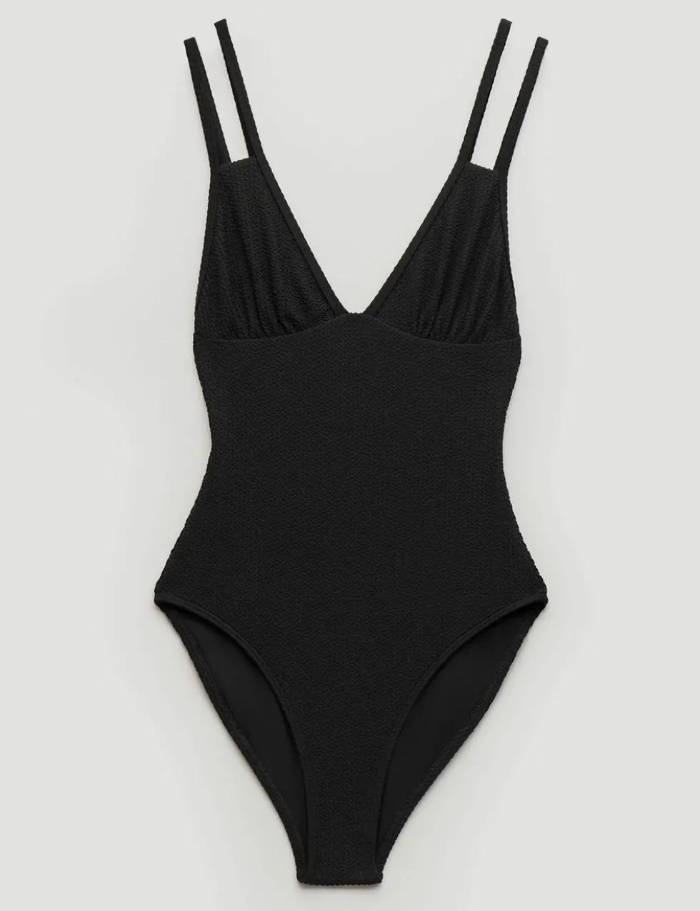 Crinkle Double Strap V-Neck Swimsuit