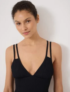 Crinkle Double Strap V-Neck Swimsuit