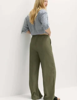 Crinkle Elasticated Waist Wide Leg Trousers