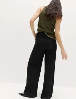 Crinkle Elasticated Waist Wide Leg Trousers