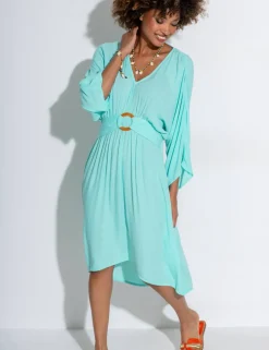 Crinkle O Ring Midi Beach Dress
