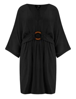 Crinkle O Ring Short Beach Kaftan