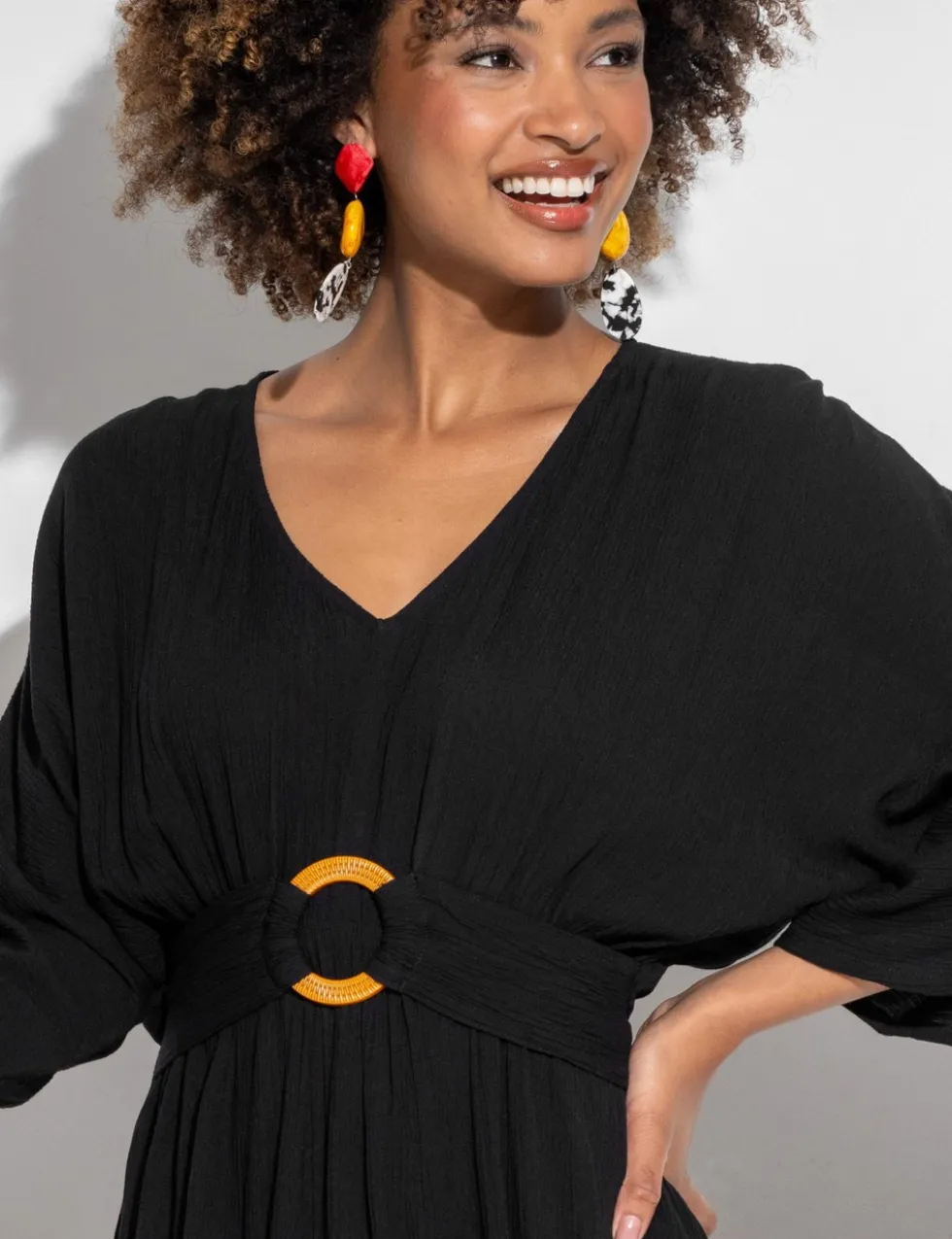 Crinkle O Ring Short Beach Kaftan