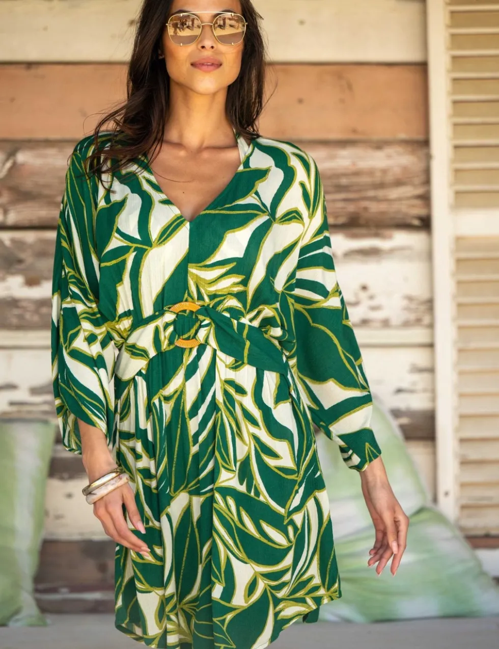 Crinkle O Ring Short Beach Kaftan
