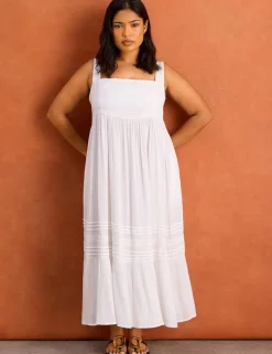 Crinkle Pintuck Midaxi Tiered Dress