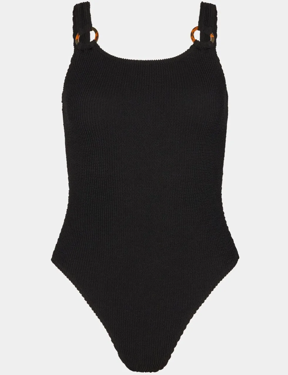 Crinkle Ring Detail Square Neck Swimsuit