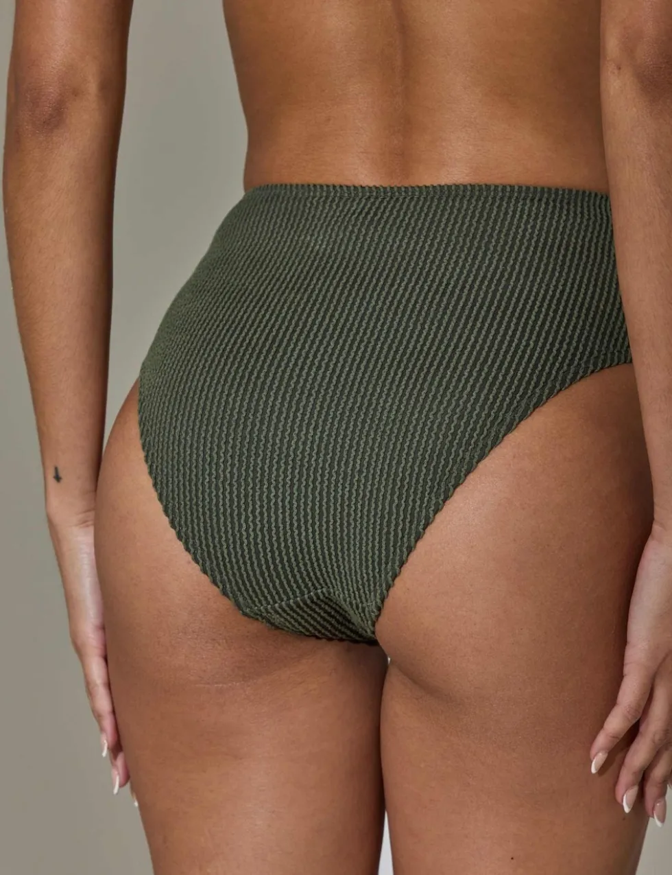 Crinkle Textured High Waisted Bikini Bottoms