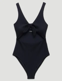 Crinkle Tie Detail Scoop Neck Swimsuit