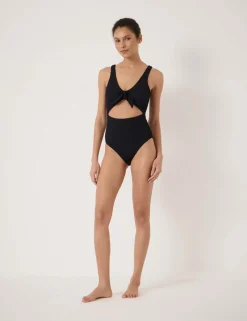Crinkle Tie Detail Scoop Neck Swimsuit