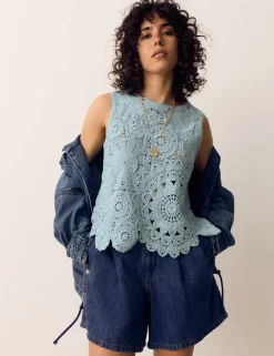 Crochet Look Knitted Vest