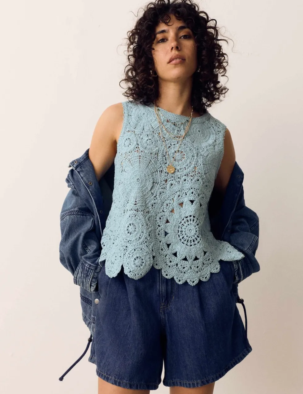 Crochet Look Knitted Vest