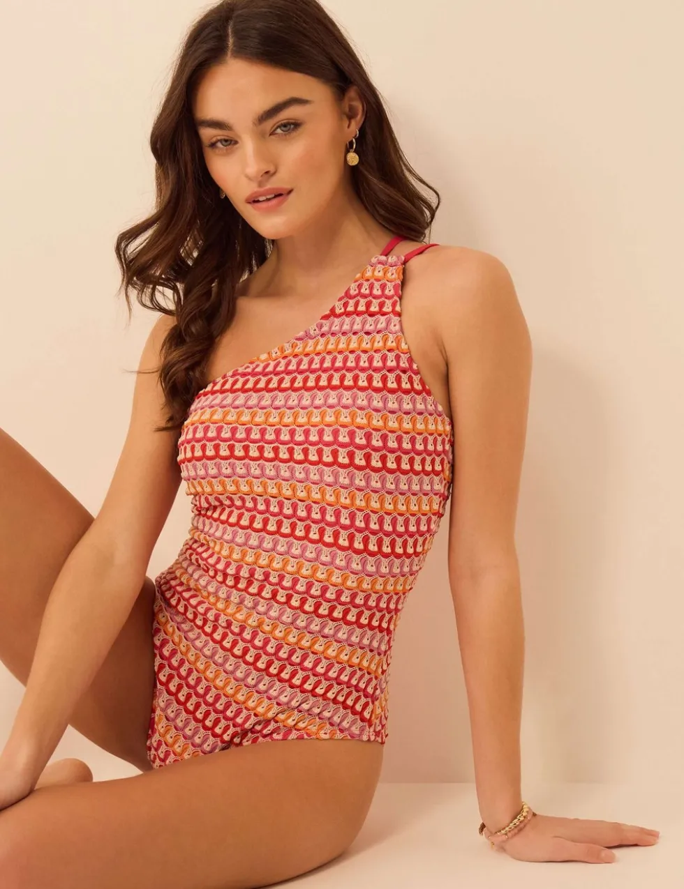 Crochet One Shoulder Swimsuit