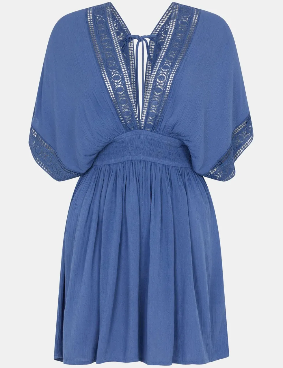 Crochet V-Neck Mini Kaftan Dress