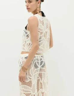 Crochet-Style Cropped Knitted Waistcoat