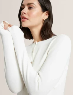 Cropped Crew Neck Cardigan