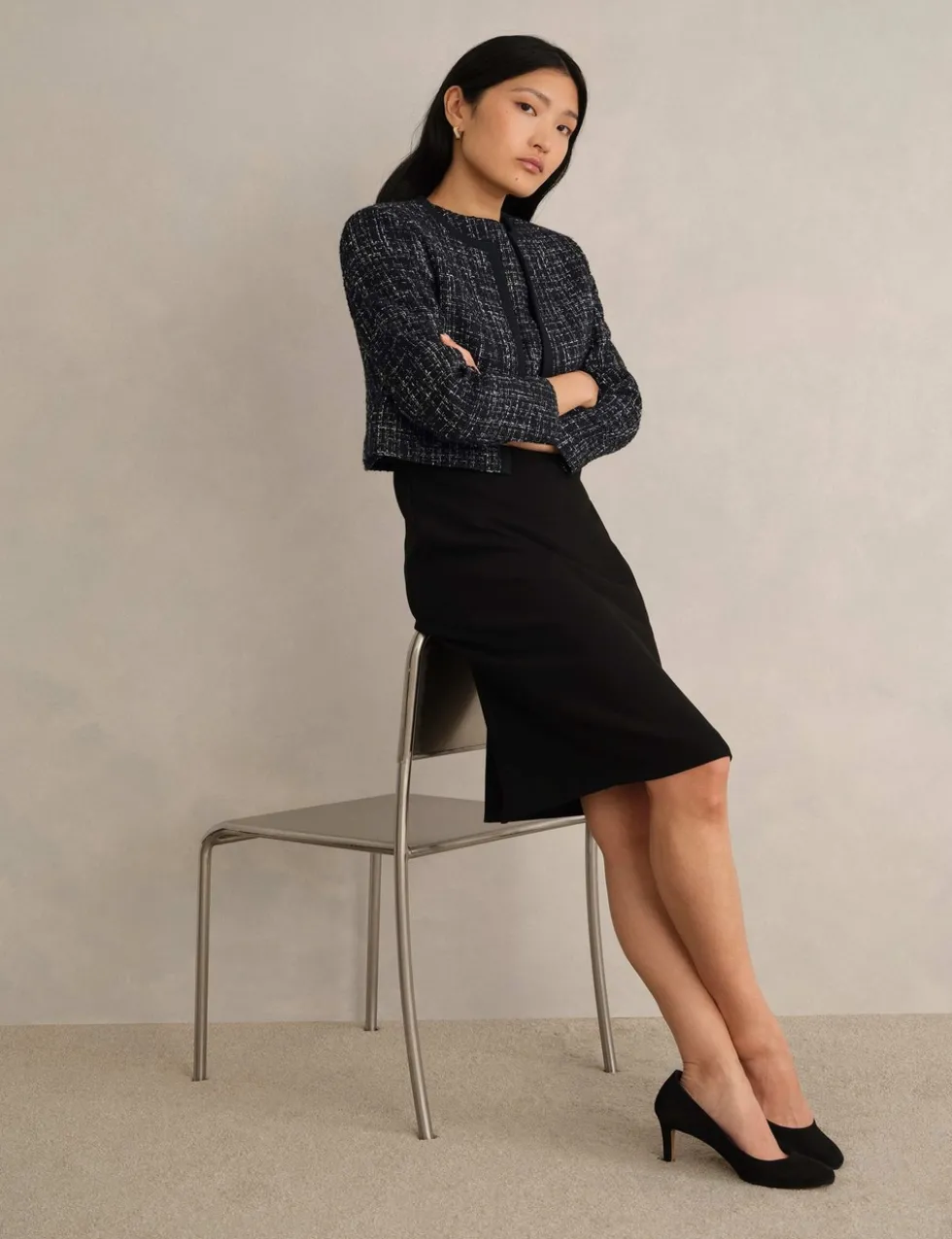 Cropped Tailored Jacket with Wool