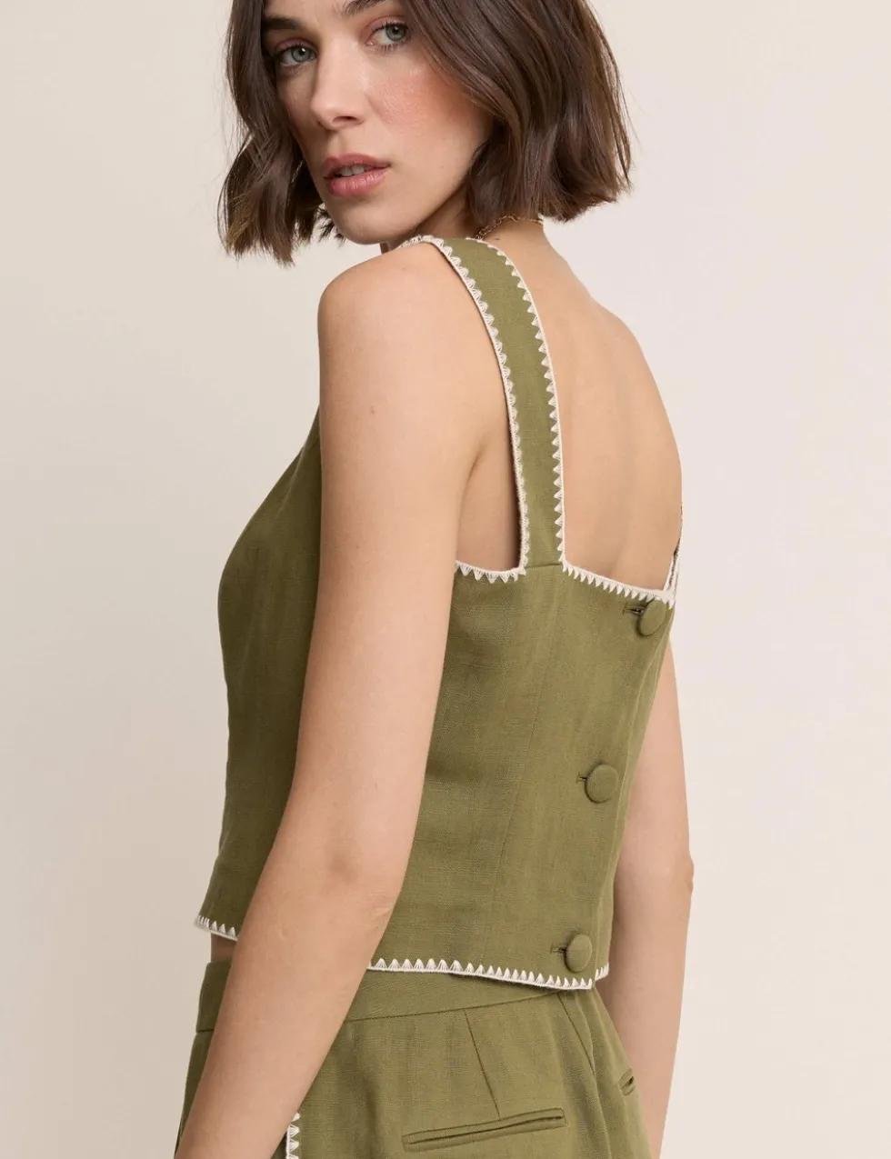 Cropped Top With Linen