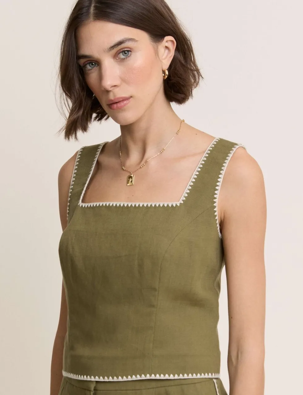 Cropped Top With Linen