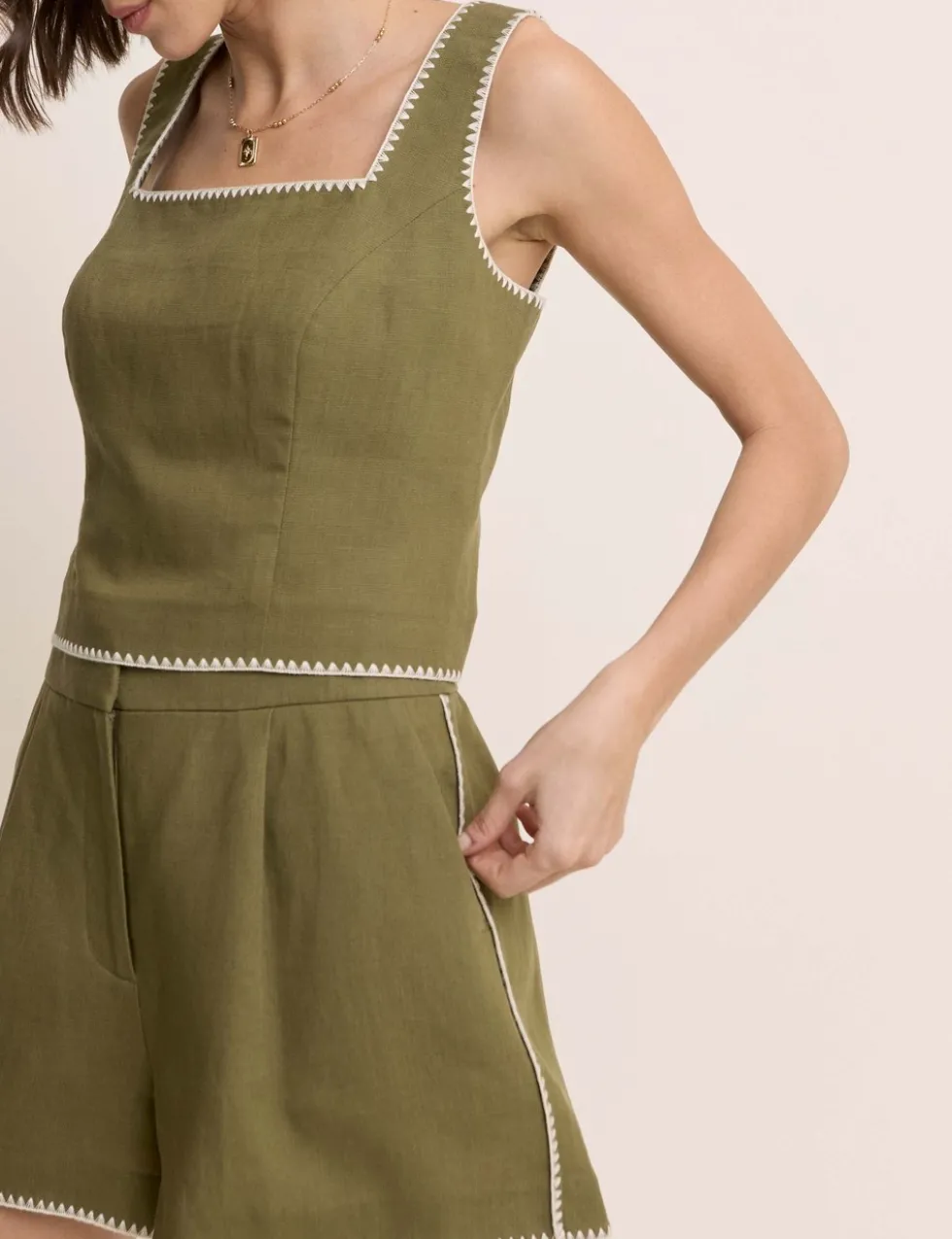 Cropped Top With Linen