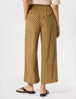 Cupro Rich Printed Wide Leg Cropped Trousers