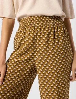 Cupro Rich Printed Wide Leg Cropped Trousers