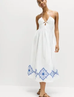 Cutout Embroidered Midaxi Beach Dress