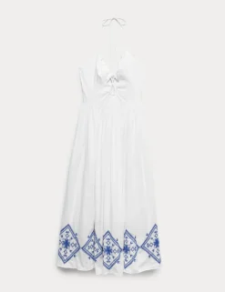 Cutout Embroidered Midaxi Beach Dress
