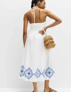 Cutout Embroidered Midaxi Beach Dress