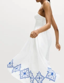 Cutout Embroidered Midaxi Beach Dress