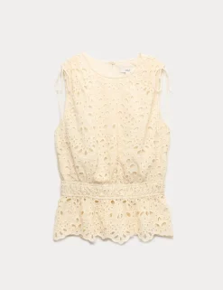Cutwork Detail Waisted Top