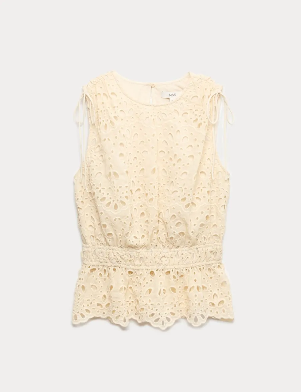 Cutwork Detail Waisted Top