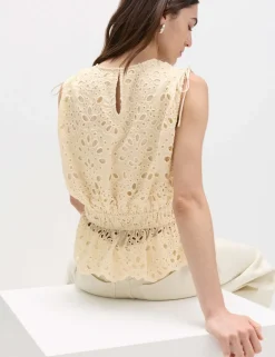 Cutwork Detail Waisted Top