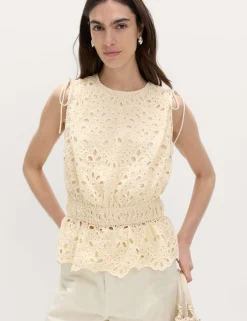 Cutwork Detail Waisted Top