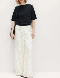 Cutwork Embroidered Straight Leg Trousers