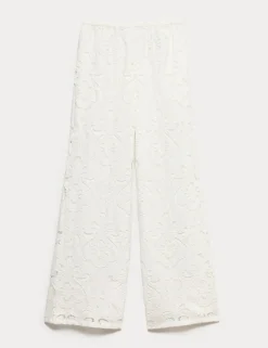 Cutwork Embroidered Straight Leg Trousers
