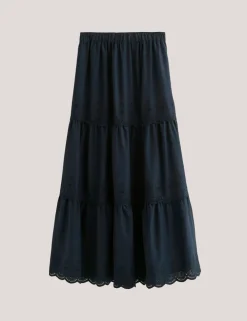 Deiana Pure Cotton Broderie Midi Tiered Skirt