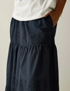Deiana Pure Cotton Broderie Midi Tiered Skirt