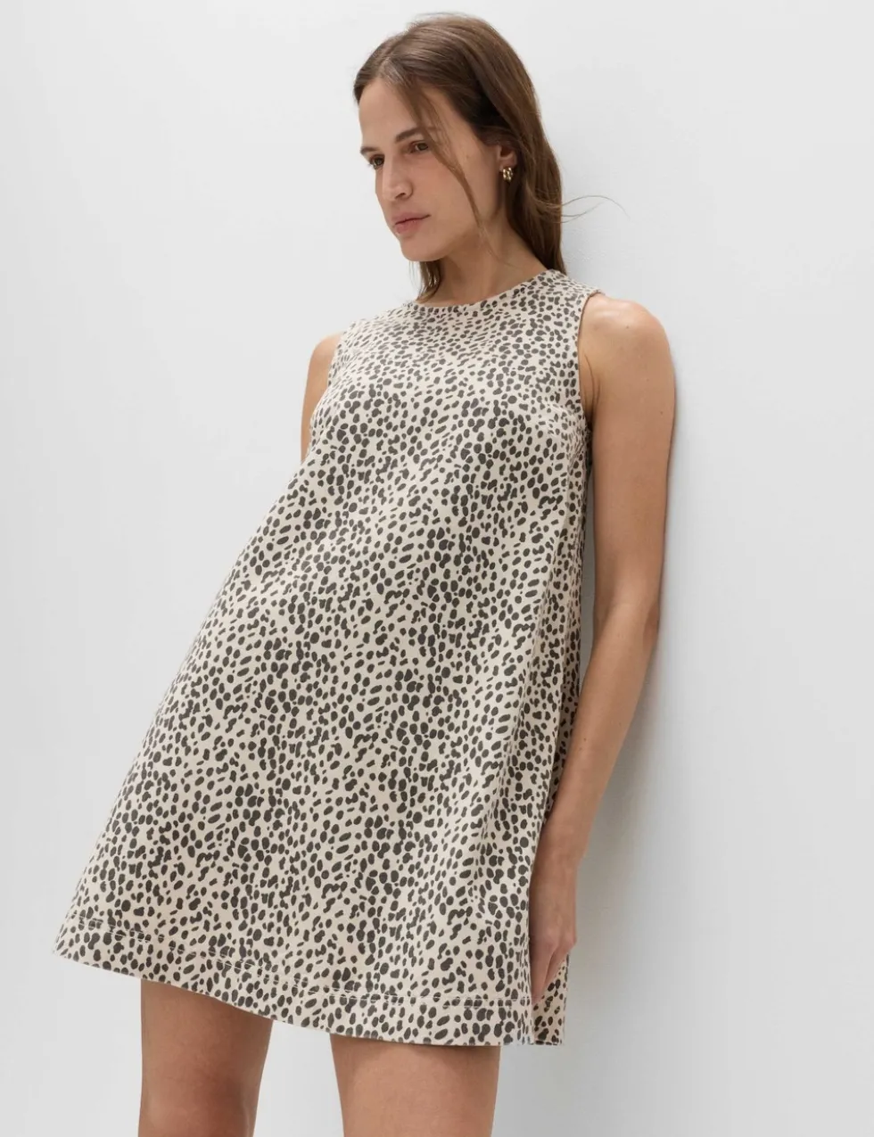 Denim Animal Print Mini Swing Dress