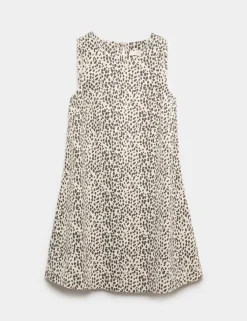 Denim Animal Print Mini Swing Dress