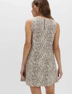Denim Animal Print Mini Swing Dress