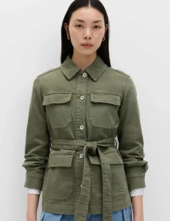 Denim Belted Collared Utility Shacket