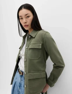 Denim Belted Collared Utility Shacket