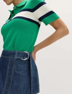Denim Belted Midi Circle Skirt